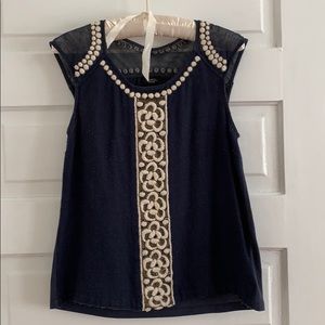 Anthropologie Navy Sleeveless Top